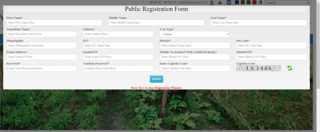 Click on Registration form.